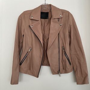 Pink All Saints Size 2 Leather Jacket